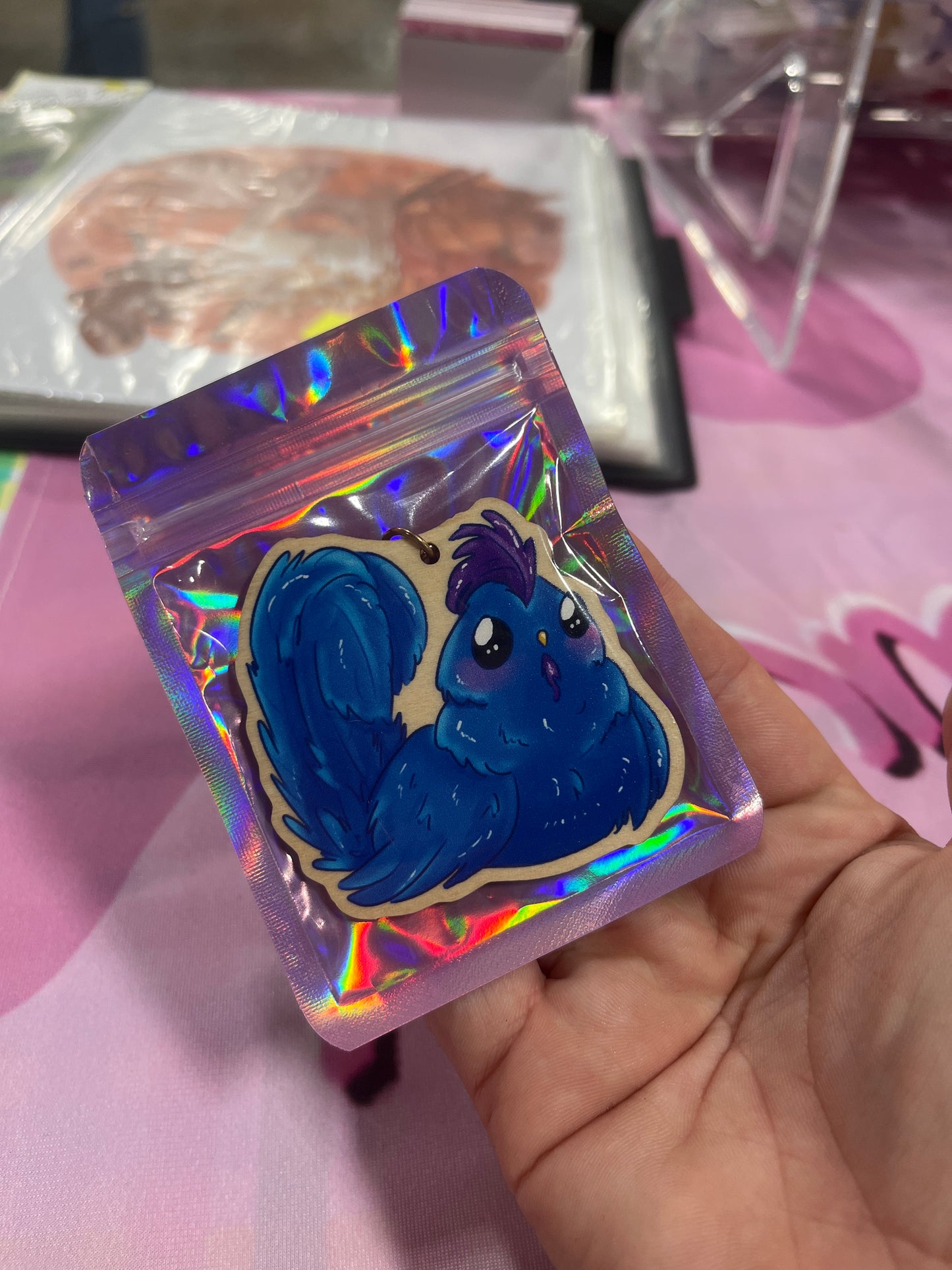 Blue chicken keychain