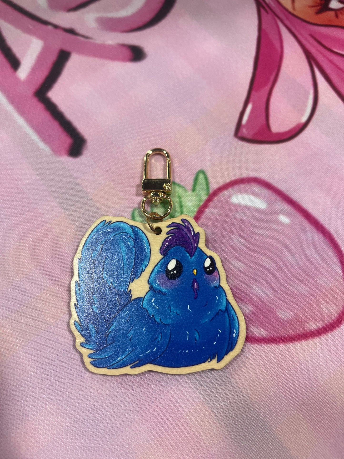 Blue chicken keychain